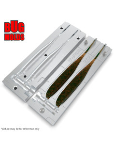 DIY Fishing soft bait Aluminum offset hook Worm and Slug 2-cav mold FlashJSplit 5inch model ID SW613_2a1_o 2