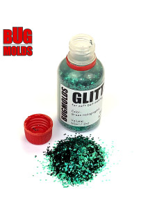 Holographic glitter powder for DIY bait making Green color 1mm 60ml / 2oz ID G011