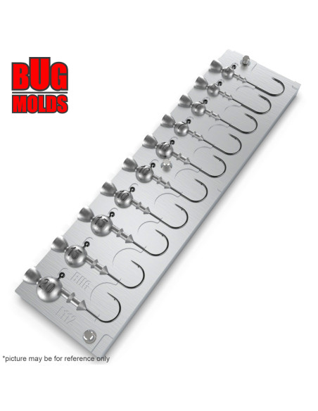Aluminum CNC Mold Jig Head Round Shape Lead Bait Keeper 5-20g 10-cav: 5-5-7-7-10-10-10-15-15-20g ID L112