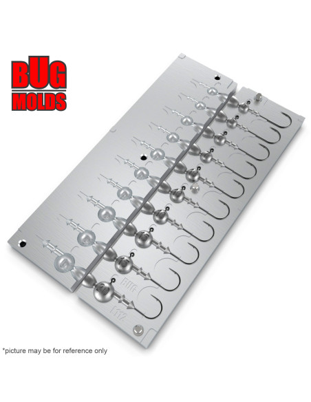 Aluminum CNC Mold Jig Head Round Shape Lead Bait Keeper 5-20g 10-cav: 5-5-7-7-10-10-10-15-15-20g ID L112