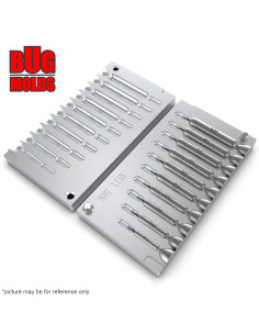 Aluminum CNC Mold Drop Shot Classic 2-20g 10-cav: 2-4-6-8-10-12-14-16-18-20g ID L115 2