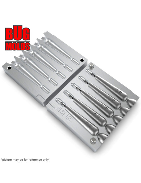 Aluminum CNC Mold Drop Shot Special Shape 30g 5-cav: 30-30-30-30-30g ID L216