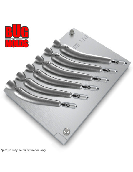 Aluminum CNC Mold Drop Shot Banana Shape 35-60g 6-cav: 35-40-45-50-50-60g ID L227