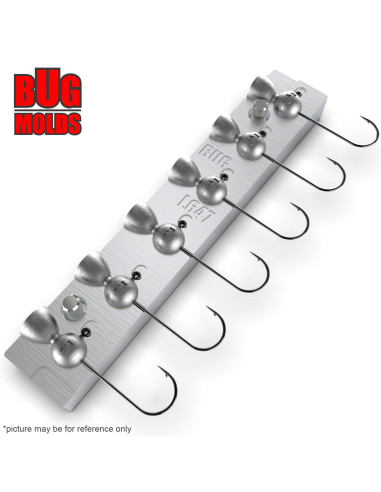 Aluminum CNC Mold Jig Head Round Shape 5g 6-cav: 5-5-5-5-5-5g ID L647