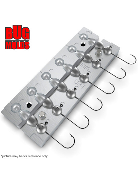 Aluminum CNC Mold Jig Head Round Shape 5g 6-cav: 5-5-5-5-5-5g ID L647