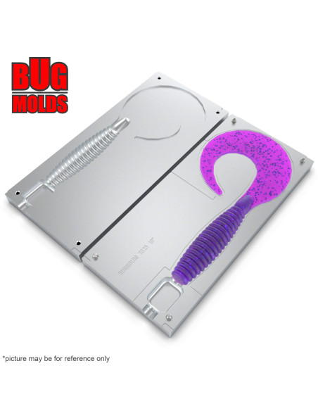 DIY Big game Fishing soft bait Aluminum Curly Tail 1-cav mold AngrySpin 10 inch model ID T325_1ai_BG