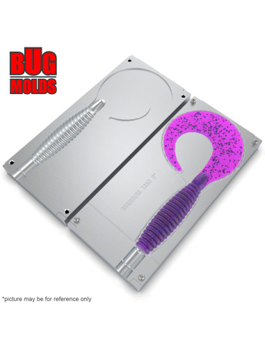 DIY Big game Fishing soft bait Aluminum Curly Tail 1-cav mold AngrySpin 8 inch model ID T363_1ai_BG