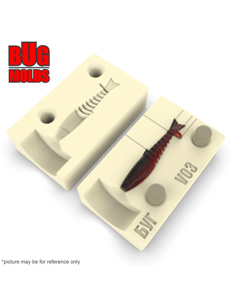 Fishing soft bait mold Minnow 1,2 inch model ID V03 from Bugmolds