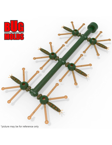 Fishing Soft Bait Multi-cavity Aluminum mold  DraFla 1,5 inch 6-cav vol. 0,64 fl oz (18,83 cm^3)  ID B05_6a1 from Bugmolds