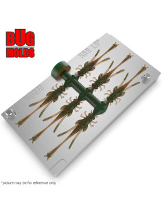 Fishing Soft Bait Multi-cavity Aluminum mold  DragonWorm 1,8 inch 6-cav vol. 0,21 fl oz (6,1 cm^3)  ID B58_6a1 from Bugmolds