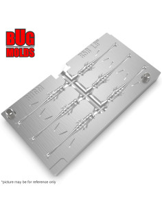 Fishing Soft Bait Multi-cavity Aluminum mold  DragonWorm 1,8 inch 6-cav vol. 0,21 fl oz (6,1 cm^3)  ID B58_6a1 from Bugmolds 2