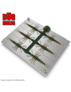 Fishing Soft Bait Multi-cavity Aluminum mold  MayflyNymph 2 inch 6-cav vol. 0,34 fl oz (9,91 cm^3)  ID B74_6a1 from Bugmolds