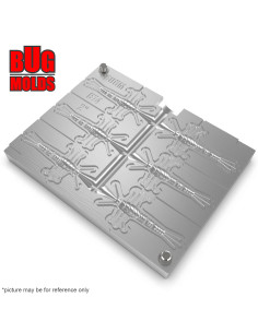 Fishing Soft Bait Multi-cavity Aluminum mold  MayflyNymph 2 inch 6-cav vol. 0,34 fl oz (9,91 cm^3)  ID B74_6a1 from Bugmolds 2