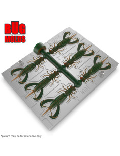 Fishing Soft Bait Multi-cavity Aluminum mold  RageLarva 2 inch 6-cav vol. 0,4 fl oz (11,96 cm^3)  ID B141_6a1 from Bugmolds