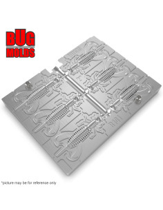 Fishing Soft Bait Multi-cavity Aluminum mold  RageLarva 2 inch 6-cav vol. 0,4 fl oz (11,96 cm^3)  ID B141_6a1 from Bugmolds 2