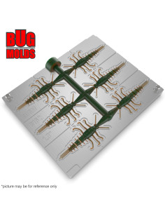 Fishing Soft Bait Multi-cavity Aluminum mold  MayflyNymphCustom 1,9 inch 6-cav vol. 0,44 fl oz (12,93 cm^3)  ID B162_6a1 from Bu