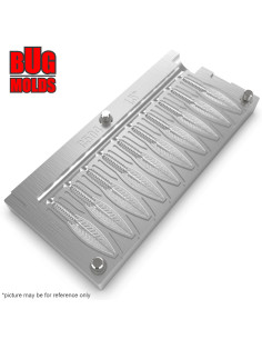 Fishing Soft Bait Multi-cavity Aluminum mold  CutrBug 1,5 inch 10-cav vol. 0,27 fl oz (8,02 cm^3)  ID C504_10a1 from Bugmolds 2