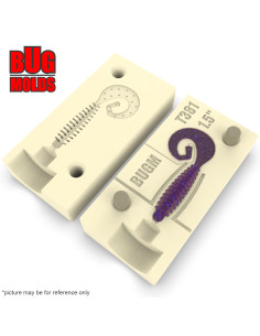 Fishing soft bait mold GTailGrub 1,5 inch model ID T381 from Bugmolds 2
