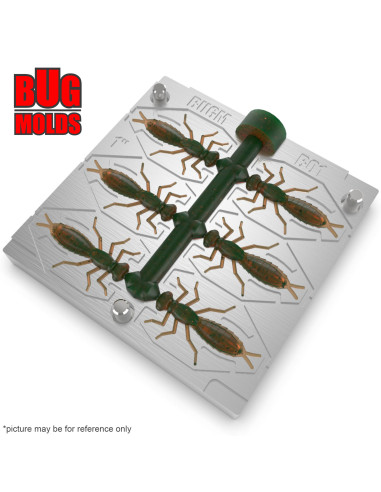 Fishing Soft Bait Multi-cavity Aluminum mold  DragonFly 1 inch 6-cav vol. 0,25 fl oz (7,51 cm^3)  ID B01_6a1 from Bugmolds