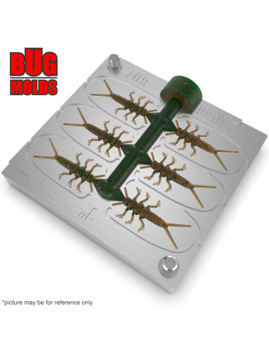 Fishing Soft Bait Multi-cavity Aluminum mold  Kasei 1 inch 6-cav vol. 0,16 fl oz (4,62 cm^3)  ID B07_6a1 from Bugmolds