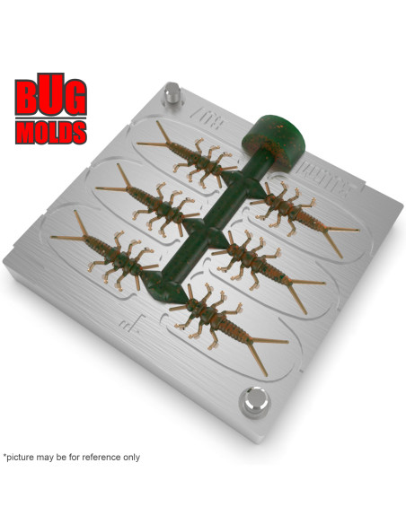 Fishing Soft Bait Multi-cavity Aluminum mold  Kasei 1 inch 6-cav vol. 0,16 fl oz (4,62 cm^3)  ID B07_6a1 from Bugmolds