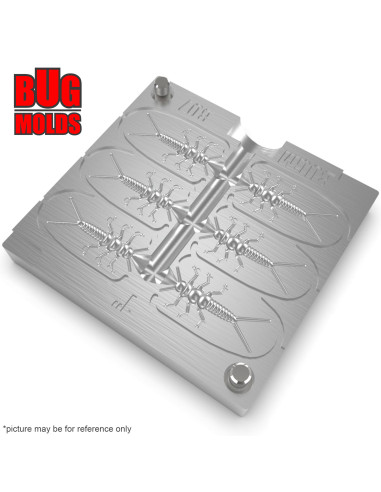 Fishing Soft Bait Multi-cavity Aluminum mold  Kasei 1 inch 6-cav vol. 0,16 fl oz (4,62 cm^3)  ID B07_6a1 from Bugmolds