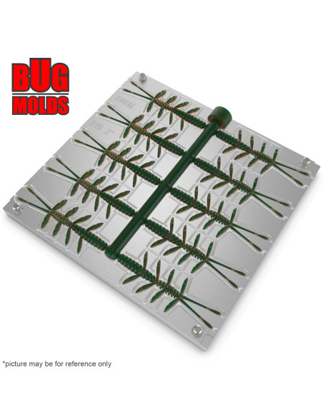 Fishing Soft Bait Multi-cavity Aluminum mold  ScissorComb 3 inch 10-cav vol. 1,02 fl oz (30,19 cm^3)  ID B10_10a1 from Bugmolds