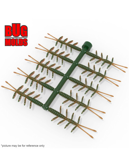 Fishing Soft Bait Multi-cavity Aluminum mold  ScissorComb 3 inch 10-cav vol. 1,02 fl oz (30,19 cm^3)  ID B10_10a1 from Bugmolds