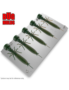 Fishing Soft Bait Multi-cavity Aluminum mold  Larva 3 inch 5-cav vol. 0,73 fl oz (21,54 cm^3)  ID B41_5ai from Bugmolds