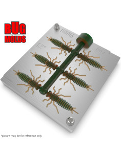 Fishing Soft Bait Multi-cavity Aluminum mold  Larva 1,2 inch 6-cav vol. 0,22 fl oz (6,46 cm^3)  ID B47_6a1 from Bugmolds