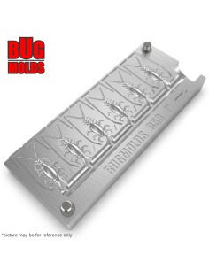 Fishing Soft Bait Multi-cavity Aluminum mold  PinChoro 1 inch 6-cav vol. 0,21 fl oz (6,11 cm^3)  ID B53_6a1 from Bugmolds 2