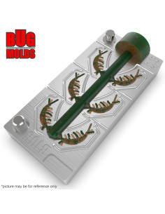 Fishing Soft Bait Multi-cavity Aluminum mold  CaddisflyLarwa 0,6 inch 6-cav vol. 0,11 fl oz (3,23 cm^3)  ID B108_6a1 from Bugmol