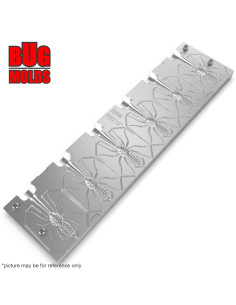 Fishing Soft Bait Multi-cavity Aluminum mold  SpiderBaits 1,2 inch 6-cav vol. 0,77 fl oz (22,88 cm^3)  ID B122_6ai from Bugmolds 2