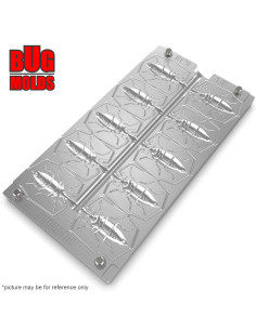 Fishing Soft Bait Multi-cavity Aluminum mold  MayBugBait 1,3 inch 10-cav vol. 0,8 fl oz (23,76 cm^3)  ID B125_10a1 from Bugmolds 2