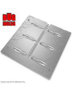 Fishing Soft Bait Multi-cavity Aluminum mold  RageCraw 3,8 inch 6-cav vol. 2,11 fl oz (62,39 cm^3)  ID C72_6a1 from Bugmolds 2