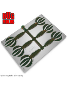 Fishing Soft Bait Multi-cavity Aluminum mold  PitBoss 4 inch 6-cav vol. 2,22 fl oz (65,69 cm^3)  ID C74_6a1 from Bugmolds