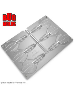 Fishing Soft Bait Multi-cavity Aluminum mold  PitBoss 4 inch 6-cav vol. 2,22 fl oz (65,69 cm^3)  ID C74_6a1 from Bugmolds 2