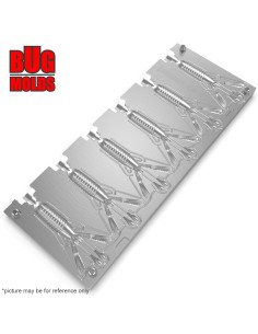 Fishing Soft Bait Multi-cavity Aluminum mold  CoverCraw 3 inch 6-cav vol. 1,5 fl oz (44,46 cm^3)  ID C75_6ai from Bugmolds 2