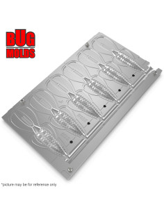 Fishing Soft Bait Multi-cavity Aluminum mold  RageBug 4 inch 6-cav vol. 2,51 fl oz (74,09 cm^3)  ID C139_6a1 from Bugmolds 2