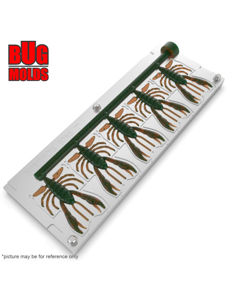 Fishing Soft Bait Multi-cavity Aluminum mold  AliveCrabby 2 inch 5-cav vol. 0,68 fl oz (20,21 cm^3)  ID C365_5a1 from Bugmolds
