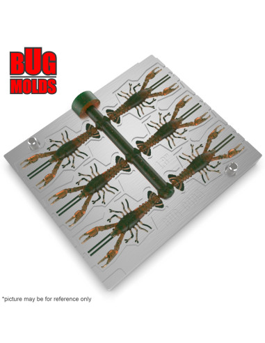 Fishing Soft Bait Multi-cavity Aluminum mold  3dCraw 1,8 inch 6-cav vol. 0,39 fl oz (11,42 cm^3)  ID C405_6a1 from Bugmolds