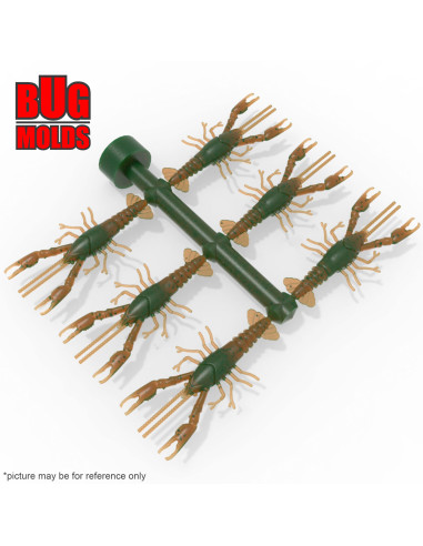 Fishing Soft Bait Multi-cavity Aluminum mold  3dCraw 1,8 inch 6-cav vol. 0,39 fl oz (11,42 cm^3)  ID C405_6a1 from Bugmolds