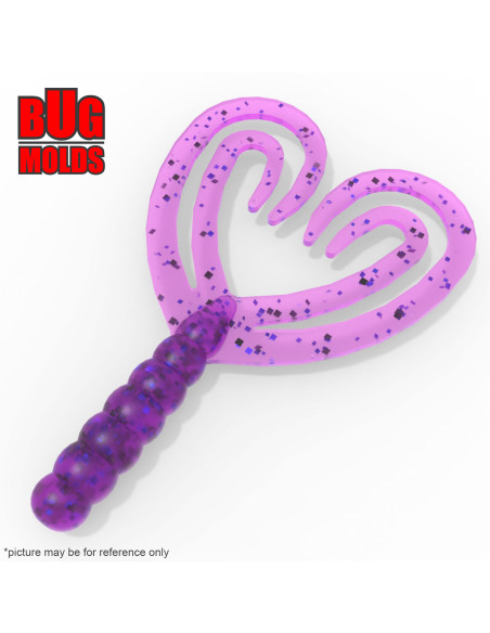 Fishing soft bait mold SplitDoubleTail 1,7 inch model ID T04 from Bugmolds