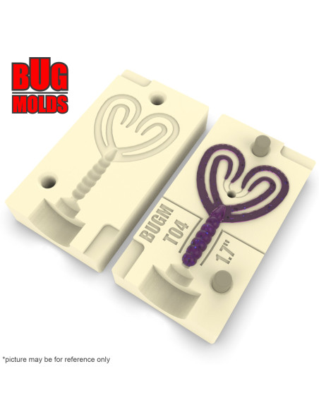 Fishing soft bait mold SplitDoubleTail 1,7 inch model ID T04 from Bugmolds