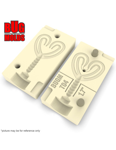 Fishing soft bait mold SplitDoubleTail 1,7 inch model ID T04 from Bugmolds