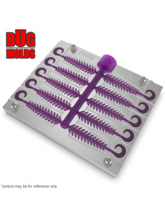 Fishing Soft Bait Multi-cavity Aluminum mold  BugsyTail 2 inch 10-cav vol. 0,34 fl oz (10,02 cm^3)  ID T05_10a1 from Bugmolds