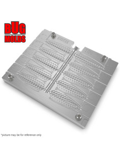 Fishing Soft Bait Multi-cavity Aluminum mold  BugsyTail 2 inch 10-cav vol. 0,34 fl oz (10,02 cm^3)  ID T05_10a1 from Bugmolds 2