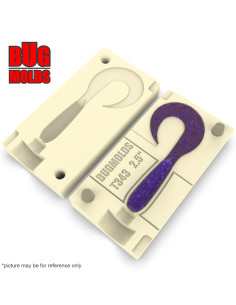 Fishing soft bait mold Twister 2 inch model ID T18 from Bugmolds 2