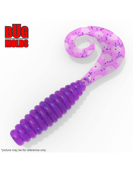 Fishing soft bait mold CurlyGrub 0,8 inch model ID T107 from Bugmolds