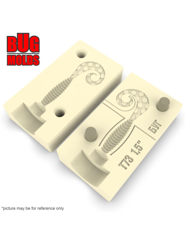 Fishing soft bait mold CurlyGrub 0,8 inch model ID T107 from Bugmolds